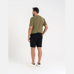 LNIANE SPODENKI męskie, WIĄZANE Z KIESZENIAMI, casual CZARNE MORAJ